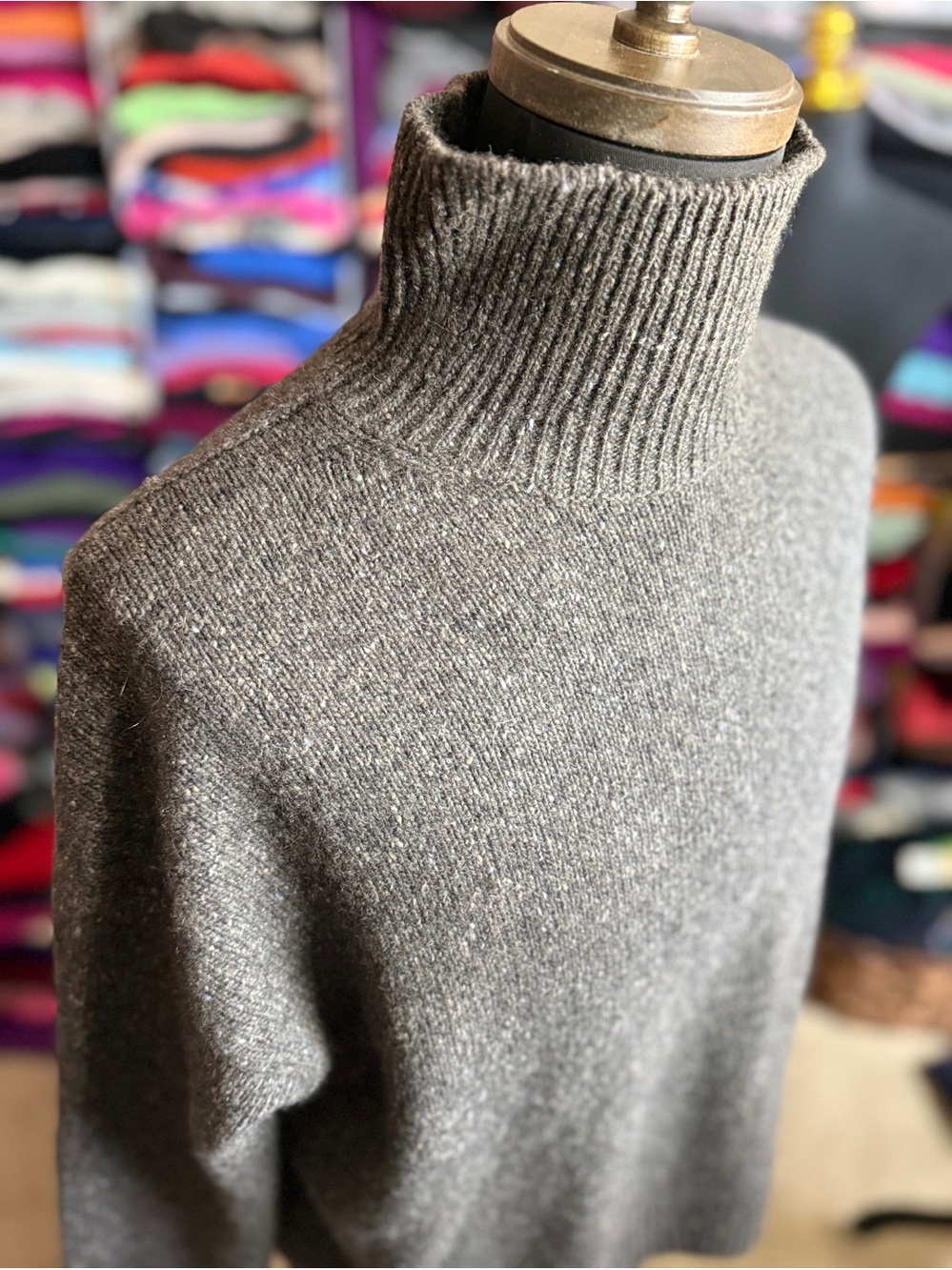 Men's Brown-Gray Cashmere Turtleneck Sweater - Cozy Knit